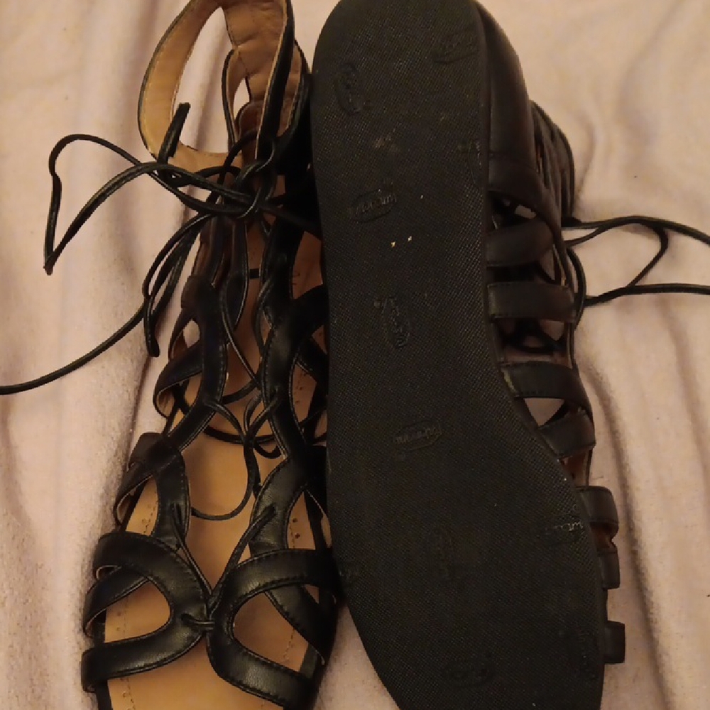 Alaia Paris Gladiator Black Strappy Women's Sandals